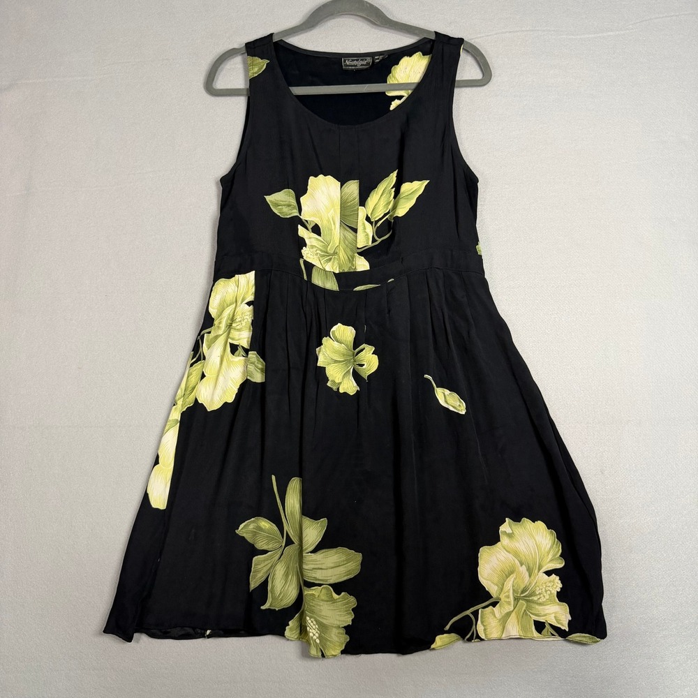 Vintage 90s Nostalgia Dress Size Small Floral Rayon Mini Tropical Y2K Beachy